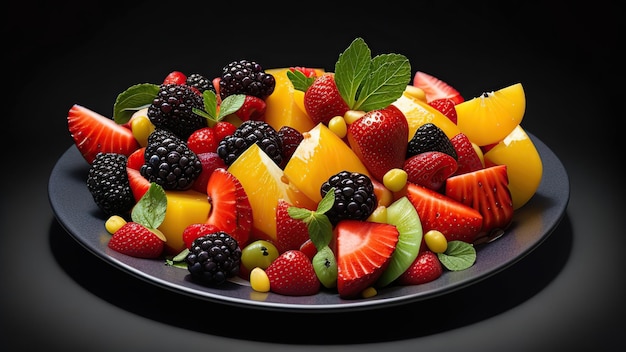 White plate with fruit salad