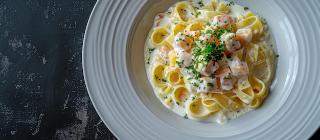 White Plate With Pasta and Sauce