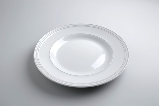 A white plate with the word on it