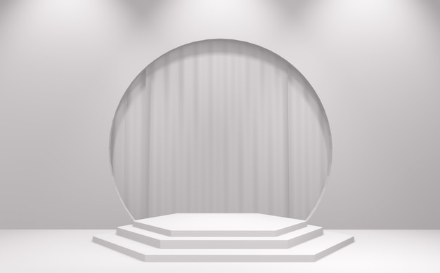 White Podium minimal geometric abstract.3D rendering