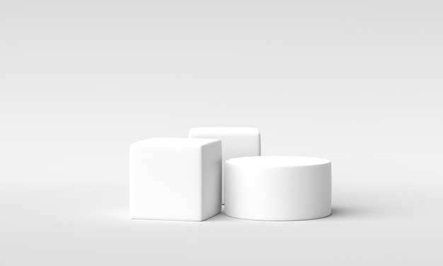 White podium on white background for design Empty podium or pedestal display 3D rendering 3D illustration