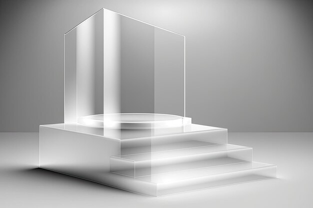 White podium with a glowing light emanating from it Generative AI