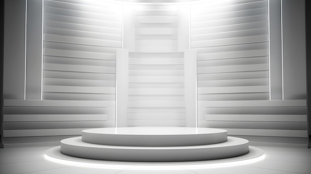 white podium with white background