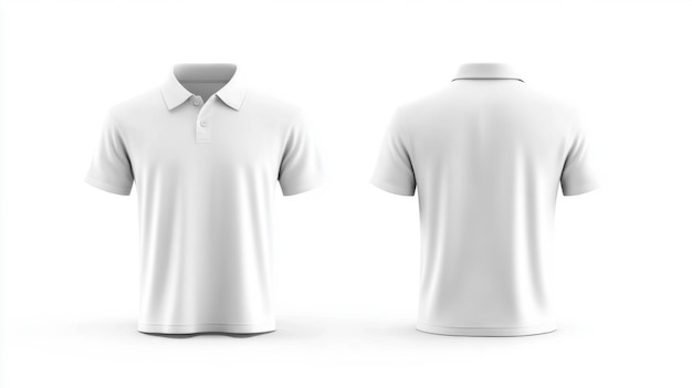 White Polo Shirt Front and Back Views Generative AI