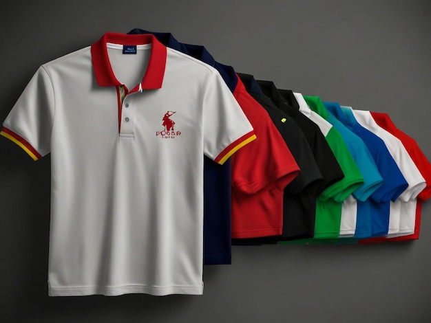 Photo a white polo shirt with a red lion on the front