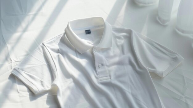 Photo white polo tshirt minimalistic on table image