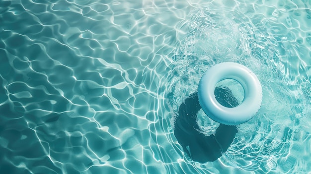 White pool float drifting serenely in shimmering swimming