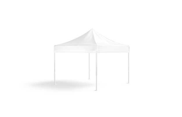 White pop-up canopy tent. Outdoor marquee. Beach or garden protection pavilion for shadow.