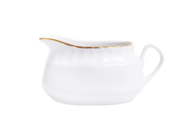 White porcelain sauce boat, isolated