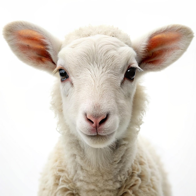 A white portrait lamb Isolated on white background