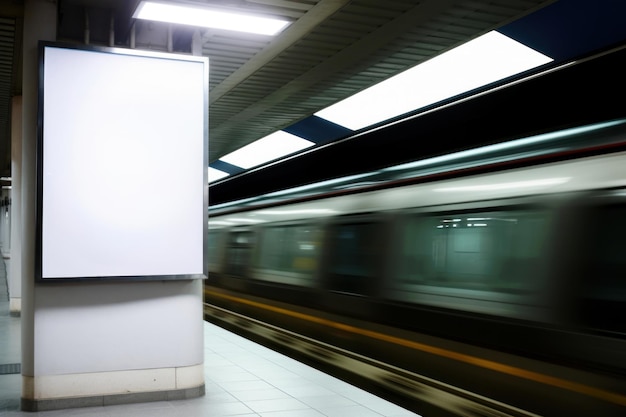 Photo white poster train station vehicle