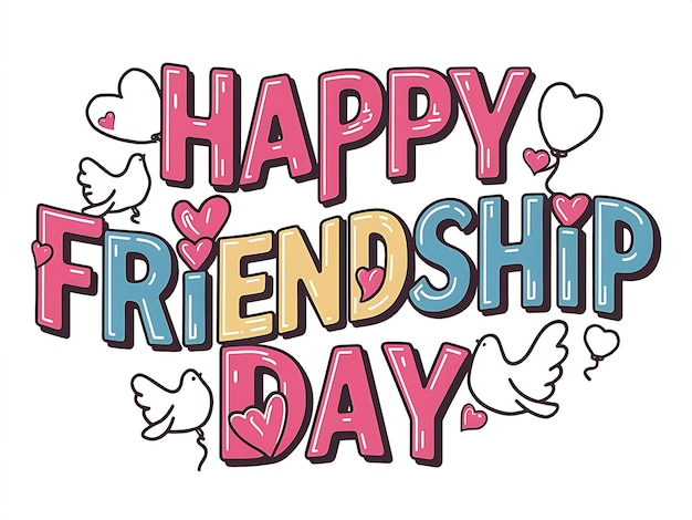 a white poster with a happy friendship day written on it