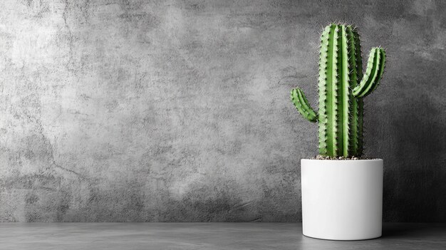 Photo white potted cactus arranged against grey walls