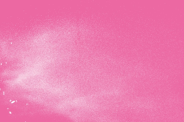 White powder explosion  on pink background.