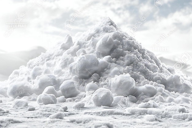 White powder pile isolated on white background with clipping path snow for winter season decoratio