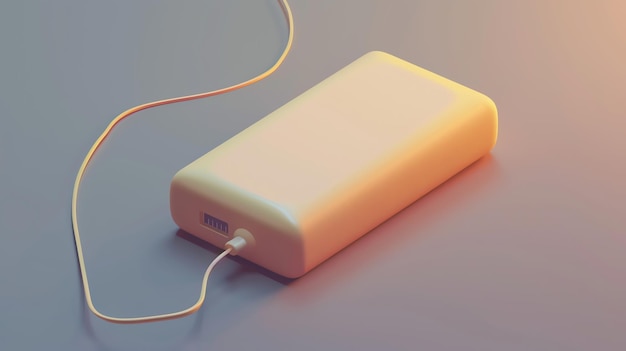 A white power bank with a cable plugged into it