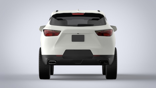 White premium city crossover universal brandless generic SUV concept car 3d