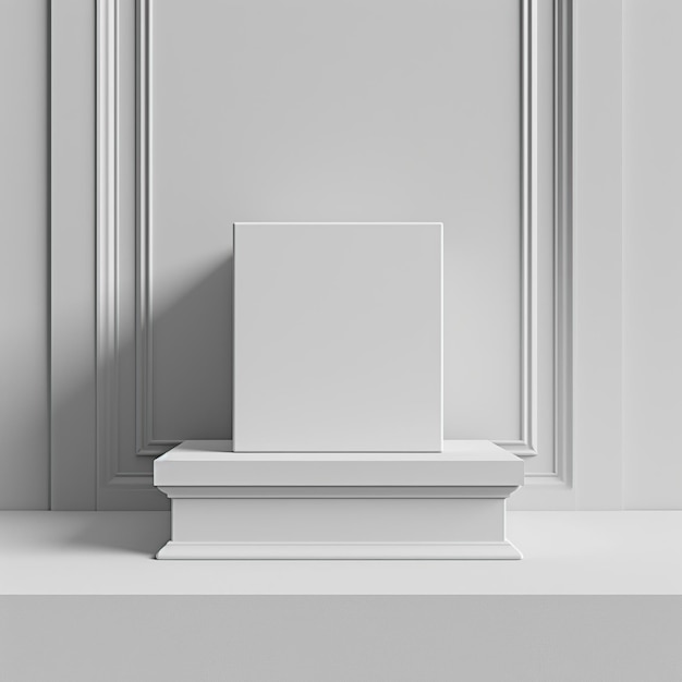 White Product Box C Render on White Platform