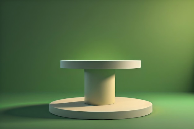 Photo a white product commercial advertising pedestal podium round base with a green background