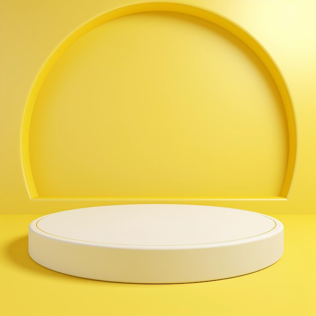 White product display podium on yellow background