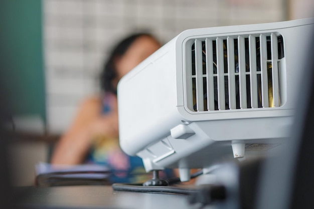 White projector in a classroom in Rio de Janeiro