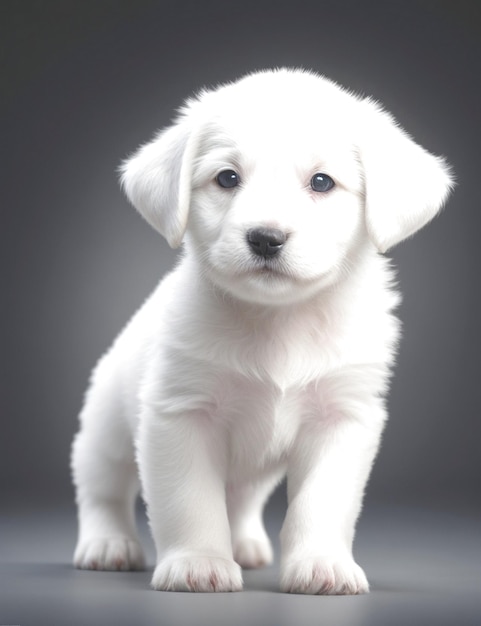 Photo a white puppy with a black nose