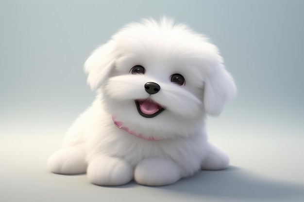 a white puppy with a pink collar and a pink tag on its collar