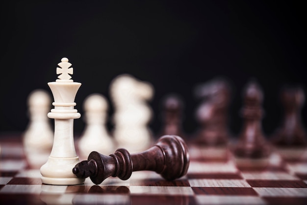 White queen chess of competition business strategy with victory , success and winning concept