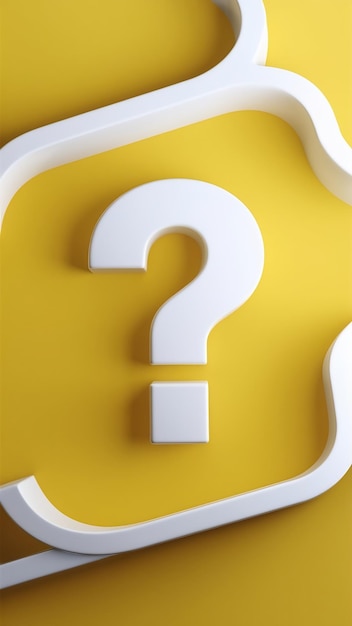 White question mark sign on yellow 3d render minimal and copy space