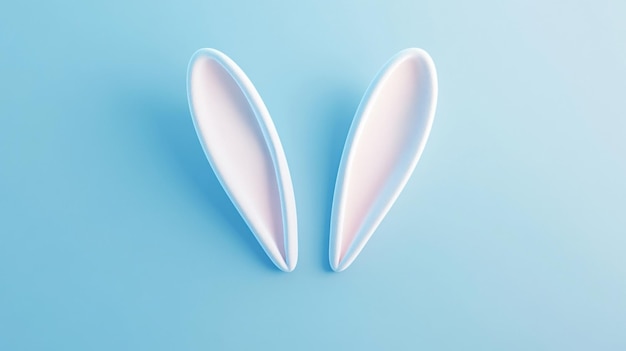 Photo white rabbit ears on a pastel blue background representing easter and festive themes 3d rendering