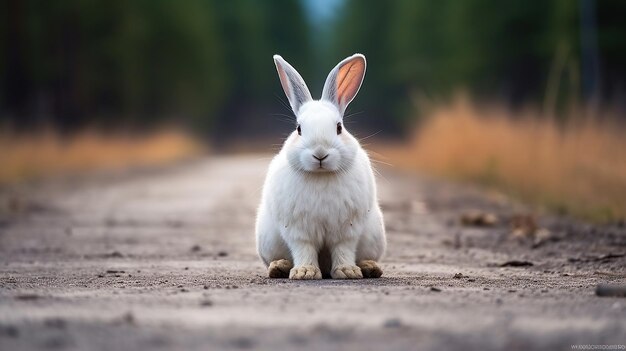 White rabbit on ground Generative AI