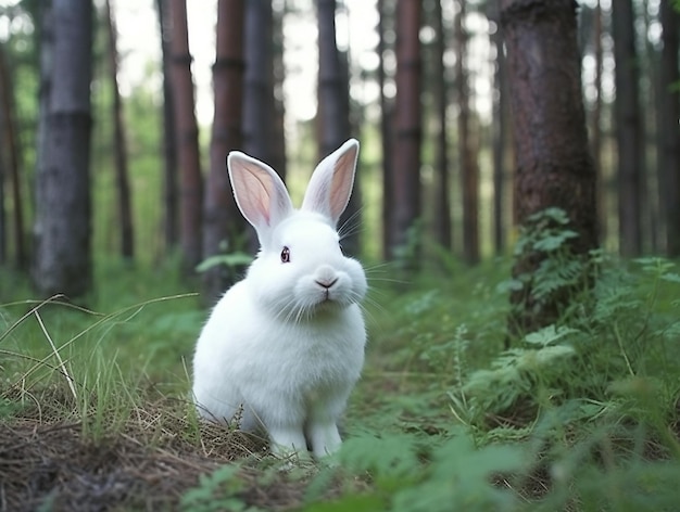 White rabbit in the nature