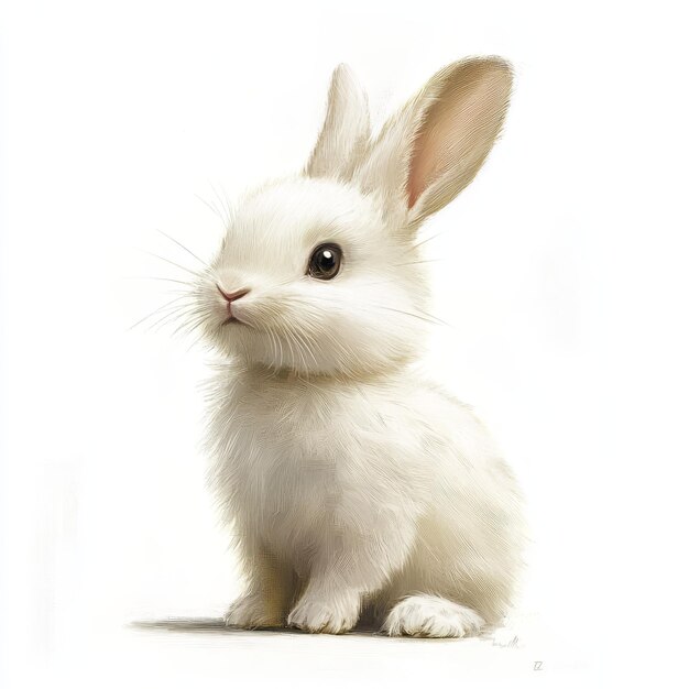 a white rabbit with a pink nose and a white face