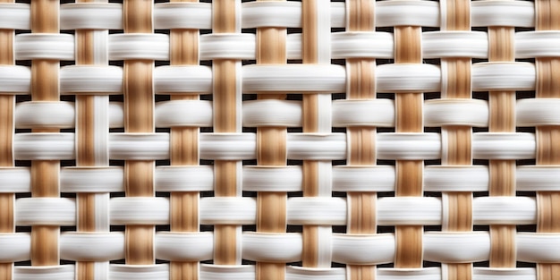 White rattan wooden basket weaving background AI Generated