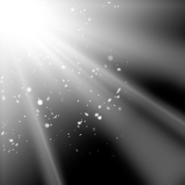 Photo white rays and particles on a black sky use in overlay mode screen