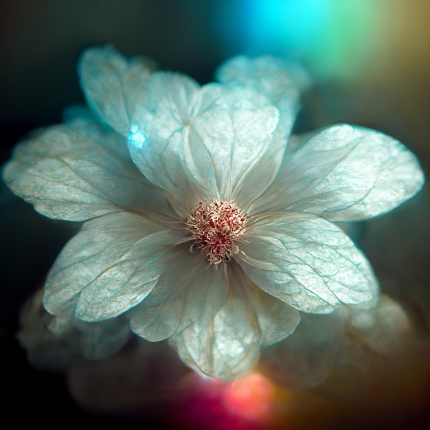 White realistic flowers with green stems and leaves