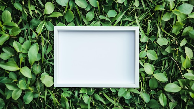 Photo white rectangle paper on the grass