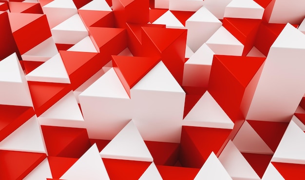 White and red background with triangles - 3d rendering