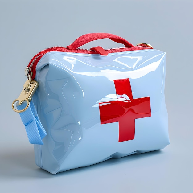 a white and red bag with a red cross on it