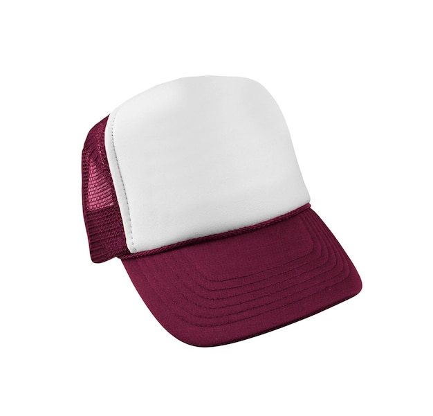 Photo white and red baseball cap isolated on white