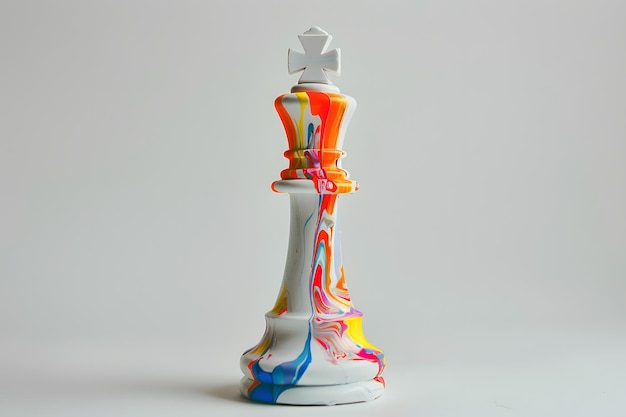 Photo a white and red chess piece with a white top and a white top