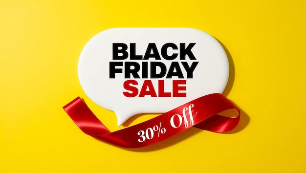 Photo a white and red ribbon that says black friday sale