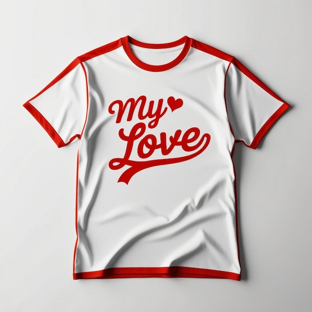 a white and red t shirt with the words quot my love love quot on it