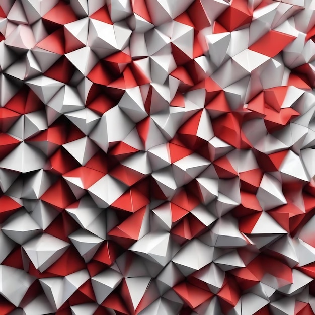 White and red triangular abstract background grunge surface 3d rendering