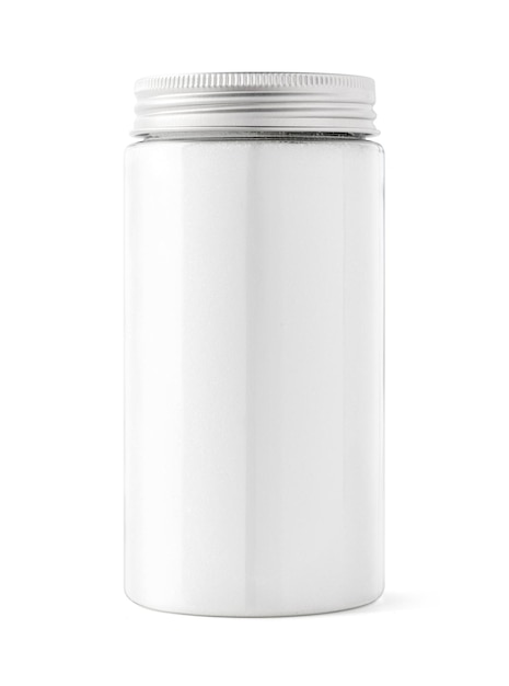 White refined sugar in transparent plastic bottle with clipping path