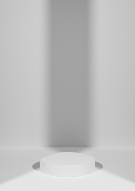 White rendering minimal blank product photography display background cylinder podium stand light