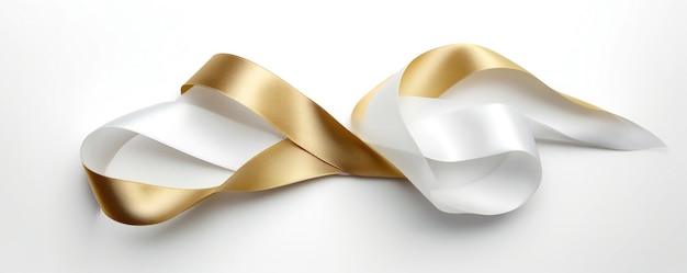 Photo a white ribbon with gold ribbon on it