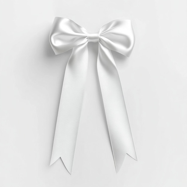 Photo a white ribbon with a white bow on it is tied to a white ribbon