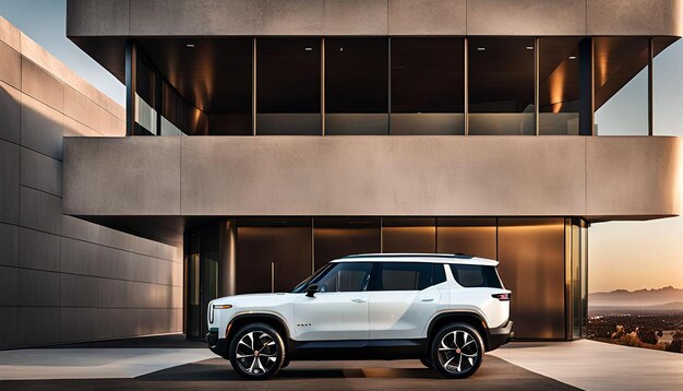 White Rivian R1T