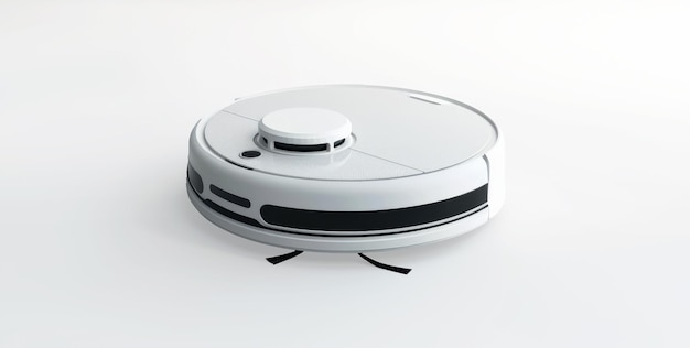 Photo white robot vacuum cleaner isolated white background elegant design advanced functions